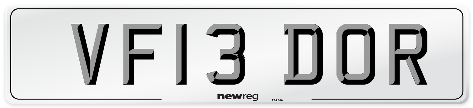 VF13 DOR Number Plate from New Reg
